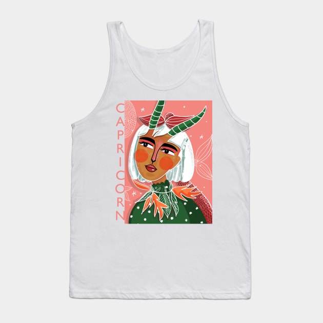 CAPRICORN GIRL Tank Top by NICHOLACOWDERYILLUSTRATIONS 